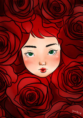Das Mädchen mit den Rosen.